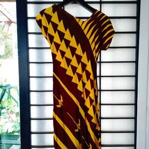 Rare Women's Hawaiian Tribal Asymmetrical Dress Maka Iwa Bird Small